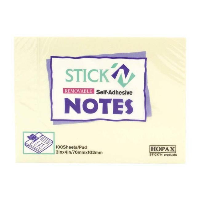 Stick’n Note Yellow 76x101mm 100 Sheet Pad-Officecentre