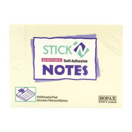 Stick’n Note Yellow 76x101mm 100 Sheet Pad-Officecentre