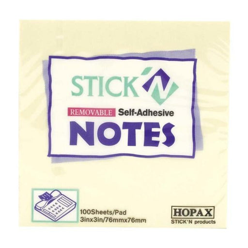 Stick’n Note Yellow 76x76mm 100 Sheet Pad-Officecentre
