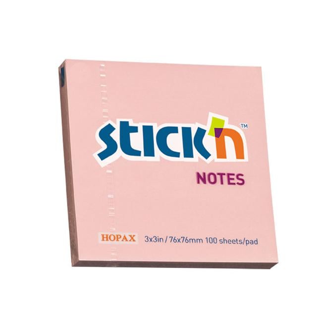 Stick’n Notes Pink 76x76mm 100 Sheet Pad-Officecentre