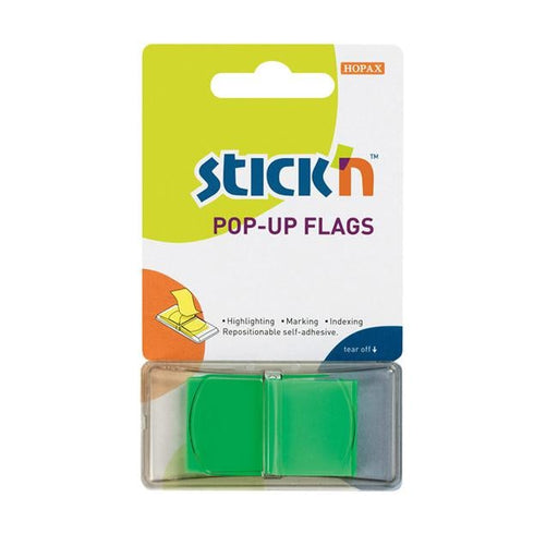 Stick’n Pop Up Flags Green Neon 45x25mm 50 Sheets-Officecentre