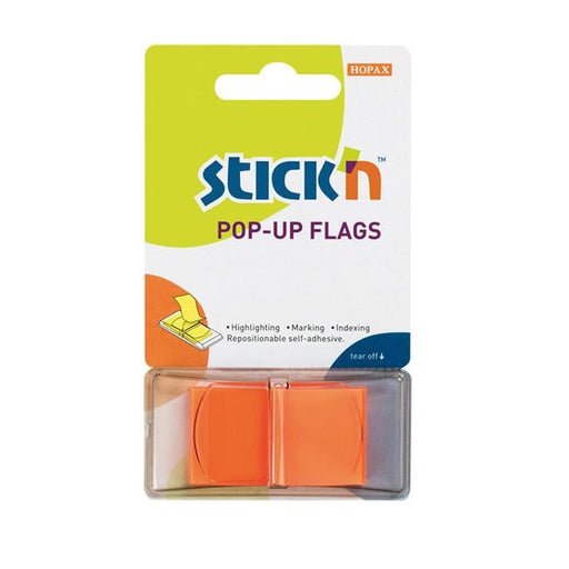 Stick’n Pop Up Flags Orange Neon 45x25mm 50 Sheets-Officecentre