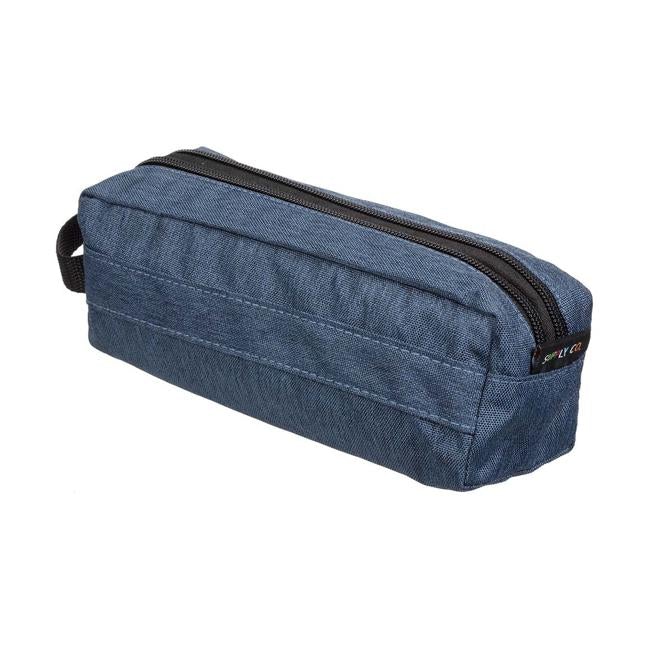 Supply Co Pencil Case Barrel 2 Zip Dark Blue 22x8x8cm-Officecentre
