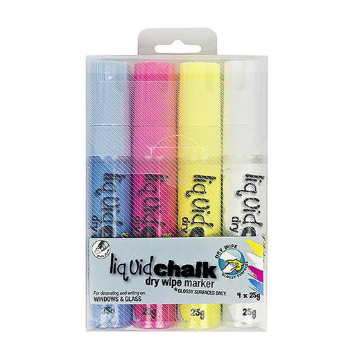 Texta liquid chalk marker dry wipe astd wallet 4 chisel-Officecentre