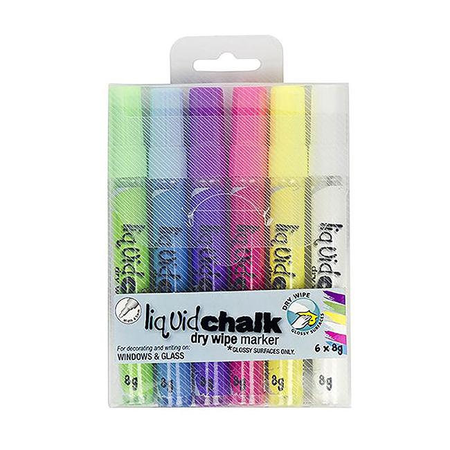Texta liquid chalk marker dry wipe astd wallet 6 bullet-Officecentre