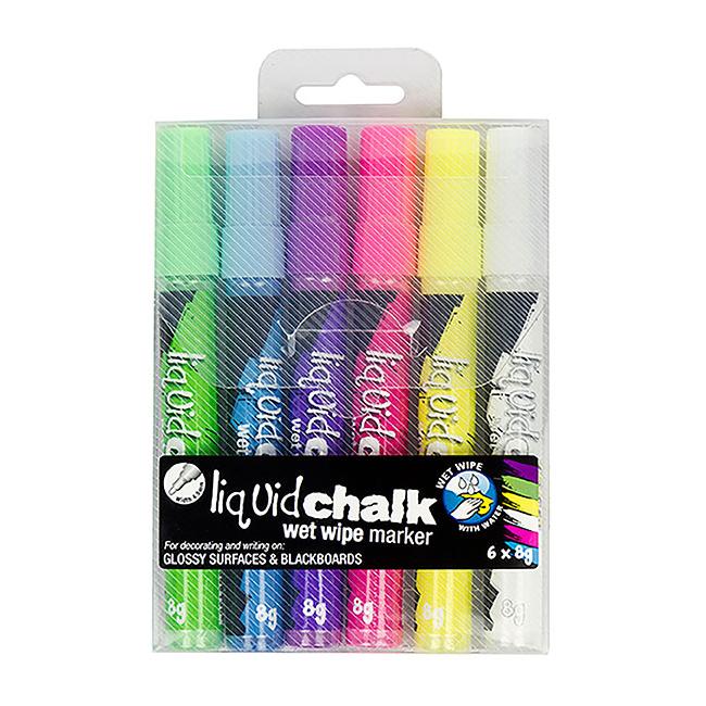Texta liquid chalk marker wet wipe astd wallet 6 bullet-Officecentre