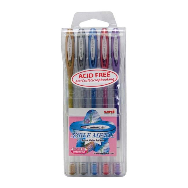 Uni-ball Signo Nobel 0.8mm Metal Capped Pack 5 Asstd UM-120-Officecentre