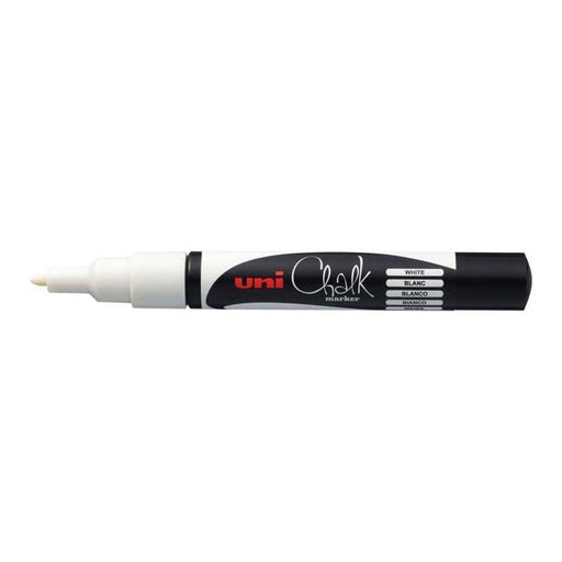 Uni Chalk Marker 0.9-1.3mm Bullet Tip White PWE-3MS-Officecentre