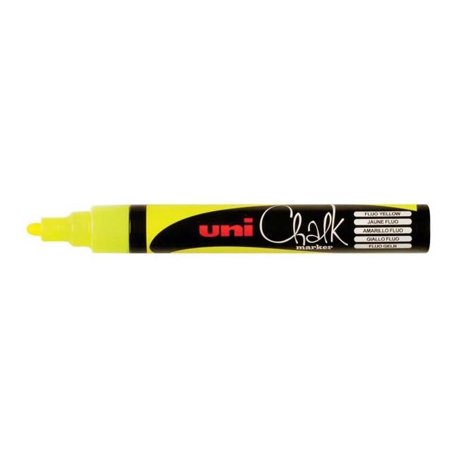 Uni Chalk Marker 1.8-2.5mm Bullet Tip Fluoro Yellow PWE-5M-Officecentre