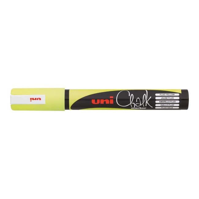 Uni Chalk Marker 1.8-2.5mm Bullet Tip Fluoro Yellow PWE-5M-Officecentre