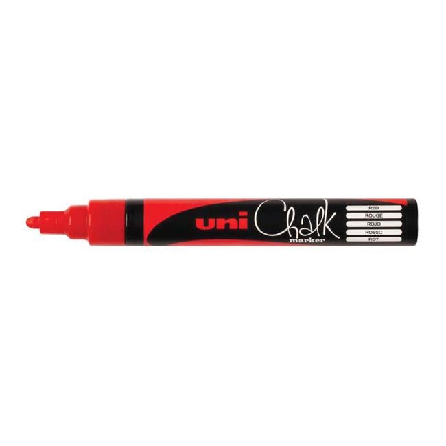Uni Chalk Marker 1.8-2.5mm Bullet Tip Red PWE-5M-Officecentre