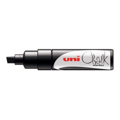 Uni Chalk Marker 8.0mm Chisel Tip Black PWE-8K-Officecentre