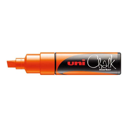 Uni Chalk Marker 8.0mm Chisel Tip Fluoro Orange PWE-8K-Officecentre