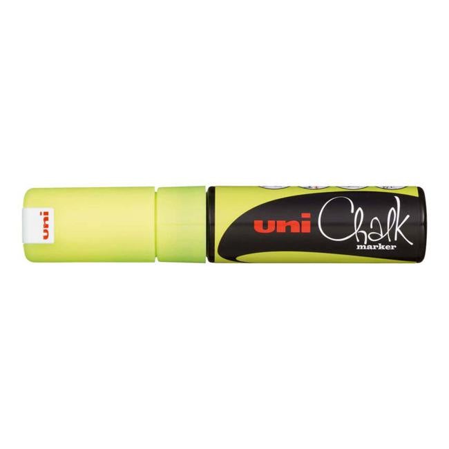 Uni Chalk Marker 8.0mm Chisel Tip Fluoro Yellow PWE-8K-Officecentre