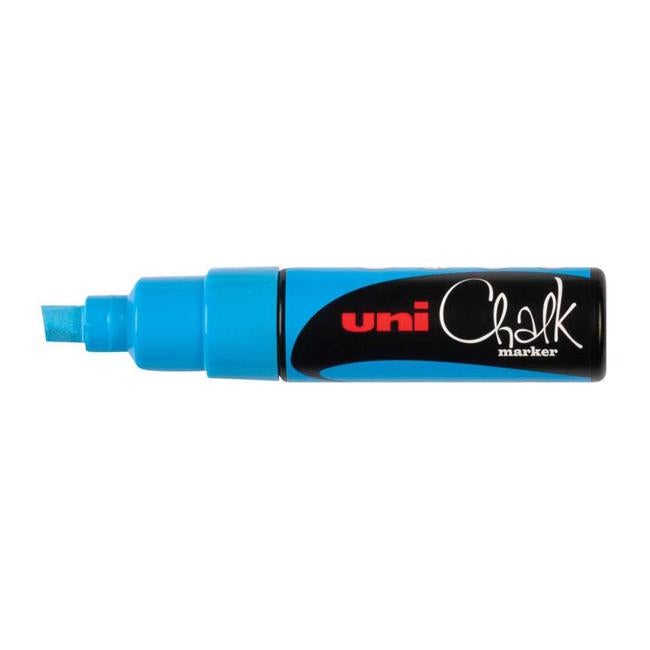 Uni Chalk Marker 8.0mm Chisel Tip Light Blue PWE-8K-Officecentre