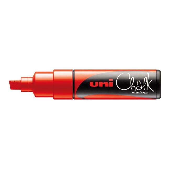 Uni Chalk Marker 8.0mm Chisel Tip Red PWE-8K-Officecentre
