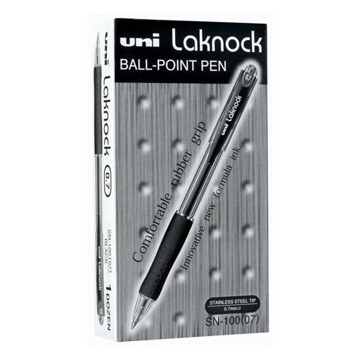 Uni Laknock 0.7mm Retractable Fine Black SN-100-Officecentre