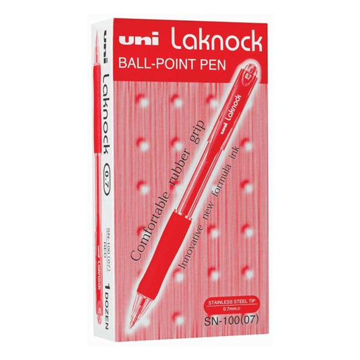 Uni Laknock 0.7mm Retractable Fine Red SN-100-Officecentre