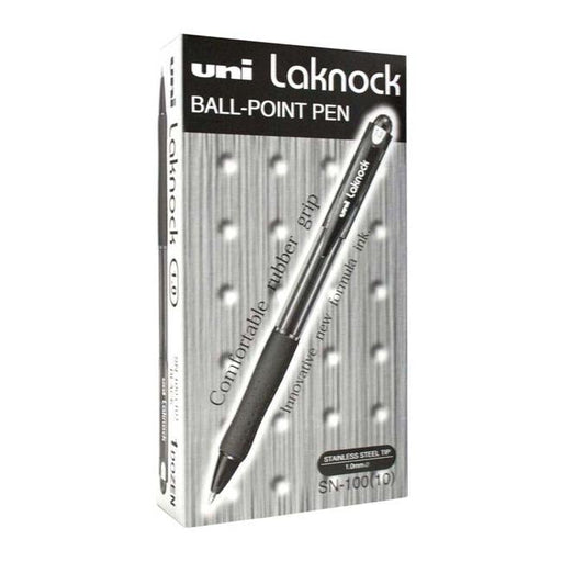 Uni Laknock 1.0mm Retractable Medium Black SN-100-Officecentre