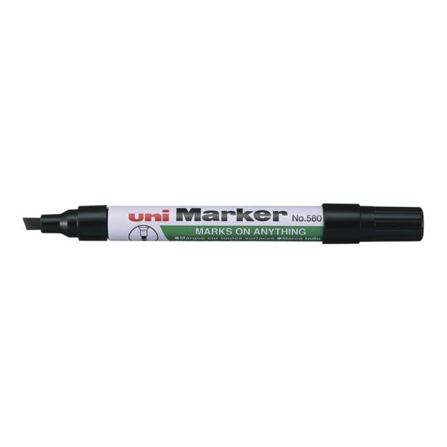 Uni Permanent Chisel Tip Marker Black 580-Officecentre