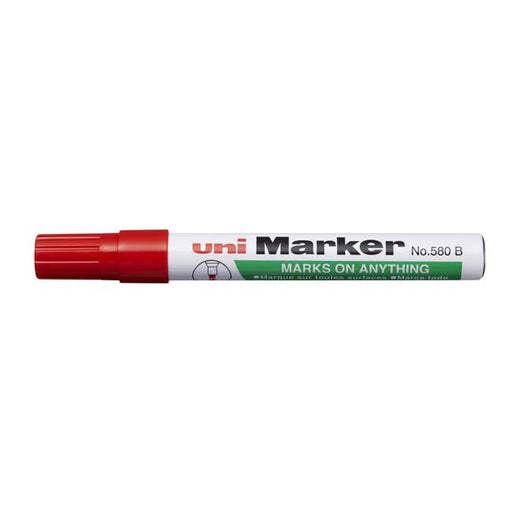 Uni Permanent Chisel Tip Marker Red 580-Officecentre