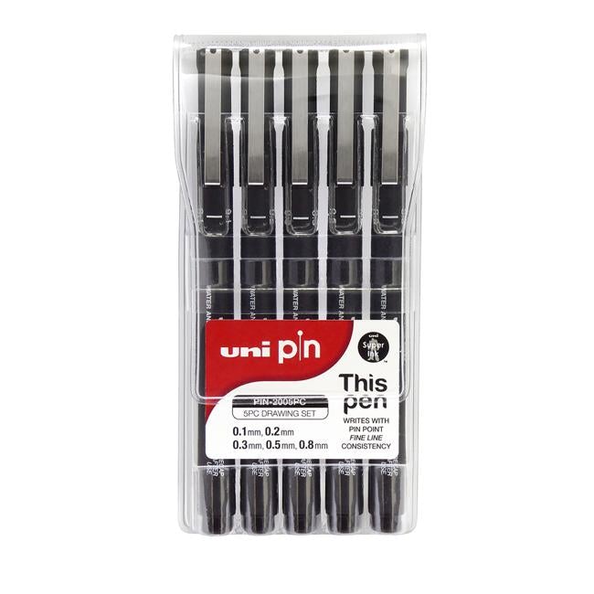 Uni Pin Fineline Permanent Drawing Set 5 Piece-Officecentre