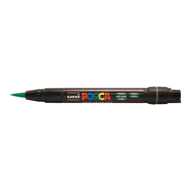 Uni Posca Marker 0.1-10.0mm Brush Tip Green PCF-350-Officecentre