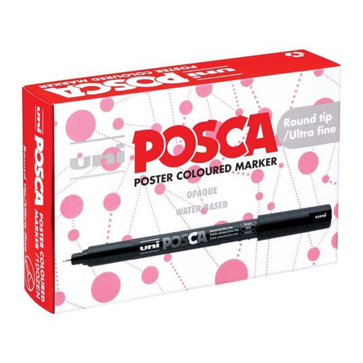 Uni Posca Marker 0.7mm Ultra-Fine Pin Tip Asstd Metallic 12 PC-1MR-Officecentre