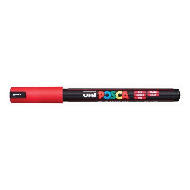Uni Posca Marker 0.7mm Ultra-Fine Pin Tip Red PC-1MR-Officecentre