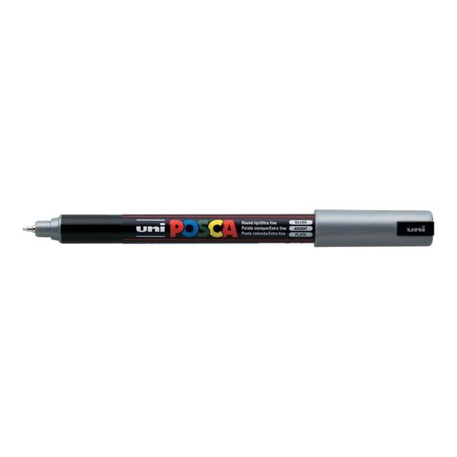 Uni Posca Marker 0.7mm Ultra-Fine Pin Tip Silver PC-1MR-Officecentre