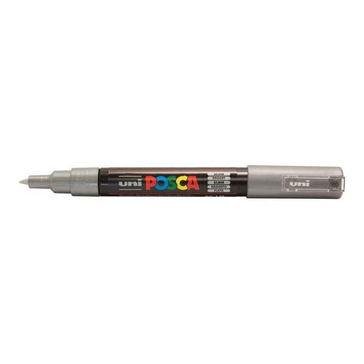 Uni Posca Marker 0.7mm Ultra-Fine Round Tip Silver PC-1M-Officecentre