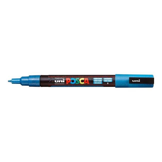 Uni Posca Marker 0.9-1.3mm Fine Glitter Light Blue PC-3M-Officecentre