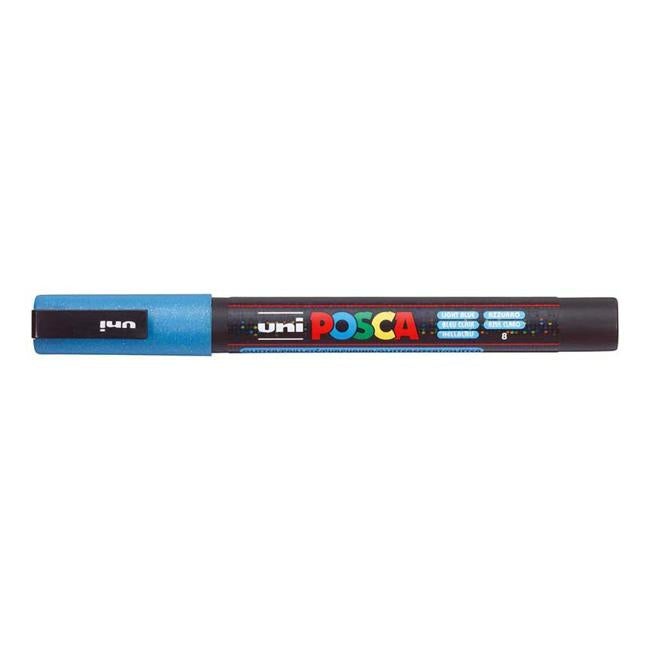 Uni Posca Marker 0.9-1.3mm Fine Glitter Light Blue PC-3M-Officecentre