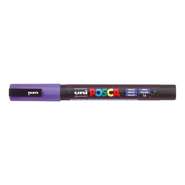 Uni Posca Marker 0.9-1.3mm Fine Glitter Violet PC-3M-Officecentre