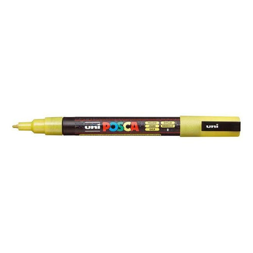 Uni Posca Marker 0.9-1.3mm Fine Glitter Yellow PC-3M-Officecentre