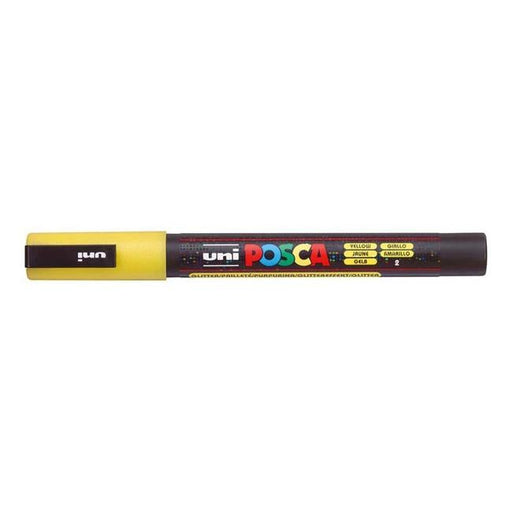 Uni Posca Marker 0.9-1.3mm Fine Glitter Yellow PC-3M-Officecentre