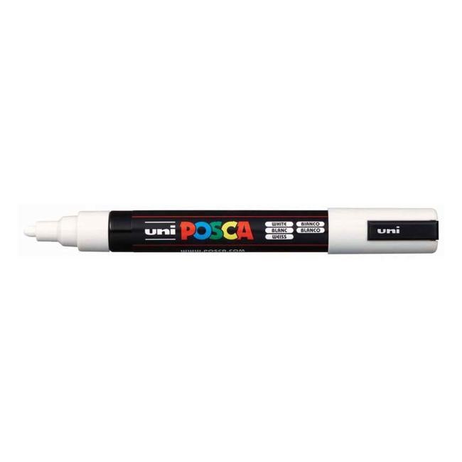 Uni Posca Marker 1.8-2.5mm Med Bullet White PC-5M-Officecentre