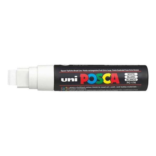 Uni Posca Marker 15.0mm Extra-Broad Chisel White PC-17K-Officecentre