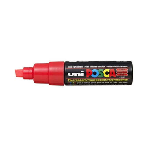 Uni Posca Marker 8.0mm Bold Chisel Fluro Red PC-8K-Officecentre