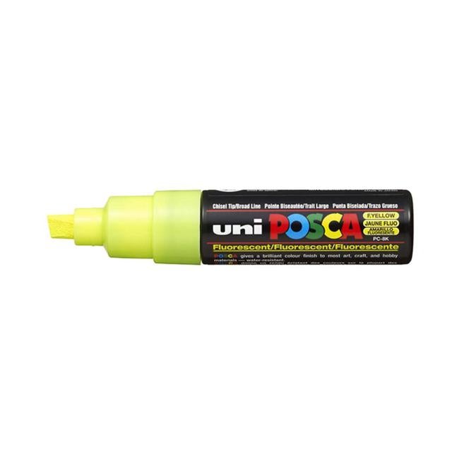 Uni Posca Marker 8.0mm Bold Chisel Fluro Yellow PC-8K-Officecentre