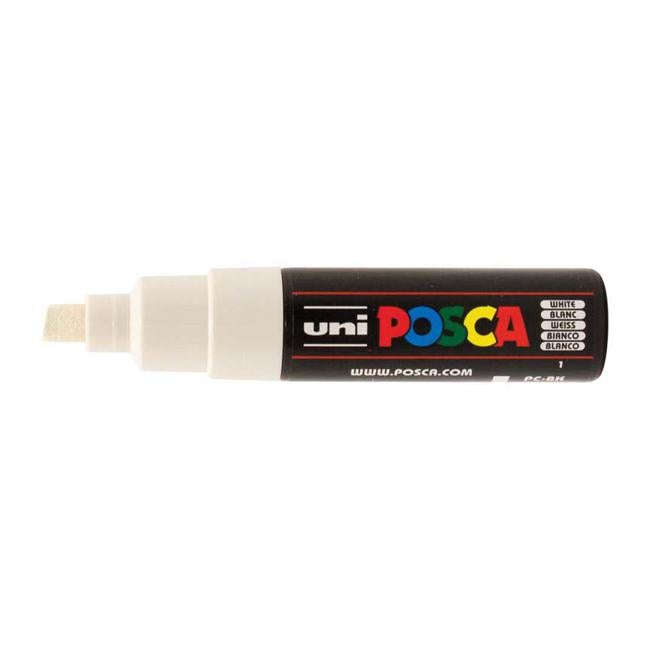 Uni Posca Marker 8.0mm Bold Chisel White PC-8K-Officecentre