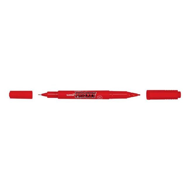 Uni Prockey Marker Dual Tip 0.4/0.9mm Red PM-120-Officecentre