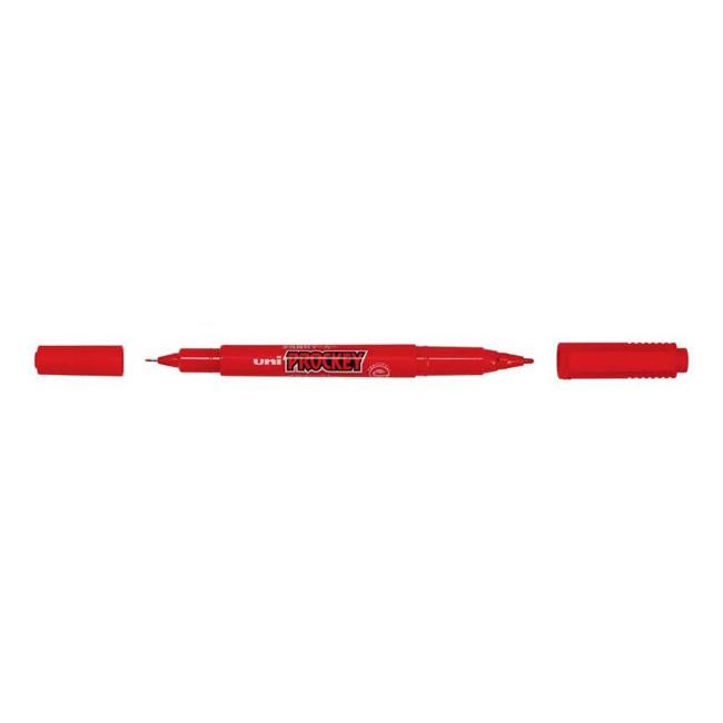 Uni Prockey Marker Dual Tip 0.4/0.9mm Red PM-120-Officecentre