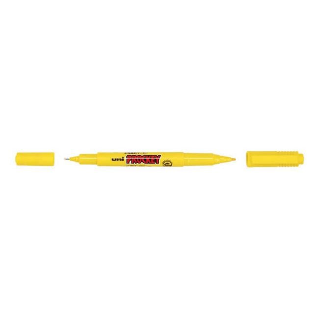 Uni Prockey Marker Dual Tip 0.4/0.9mm Yellow PM-120-Officecentre