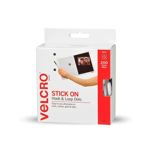 Velcro brand stick on dots hook and loop white 200pk-Officecentre