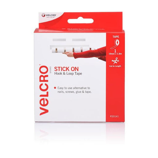 Velcro brand stick on hook & loop tape 19mm x 1.8m white-Officecentre