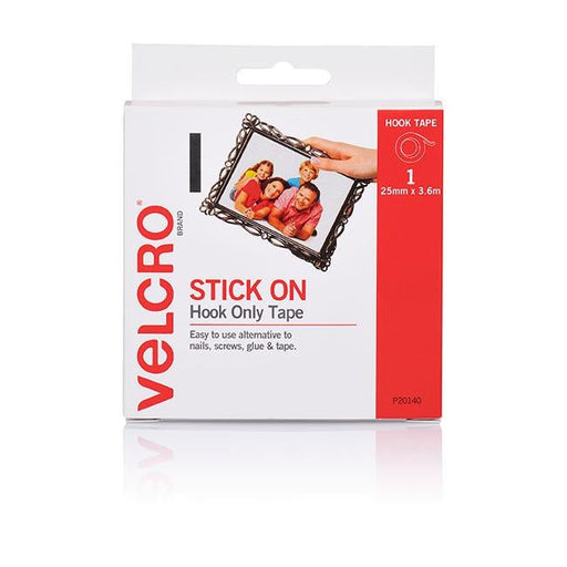 Velcro brand stick on hook only tape 25mm x 3.6m white-Officecentre