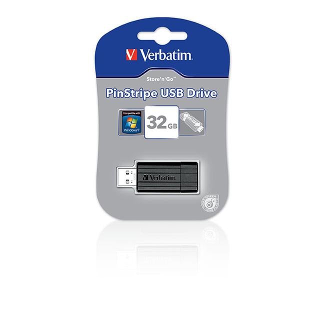 Verbatim pinstripe usb drive store and go 32gb black-Officecentre