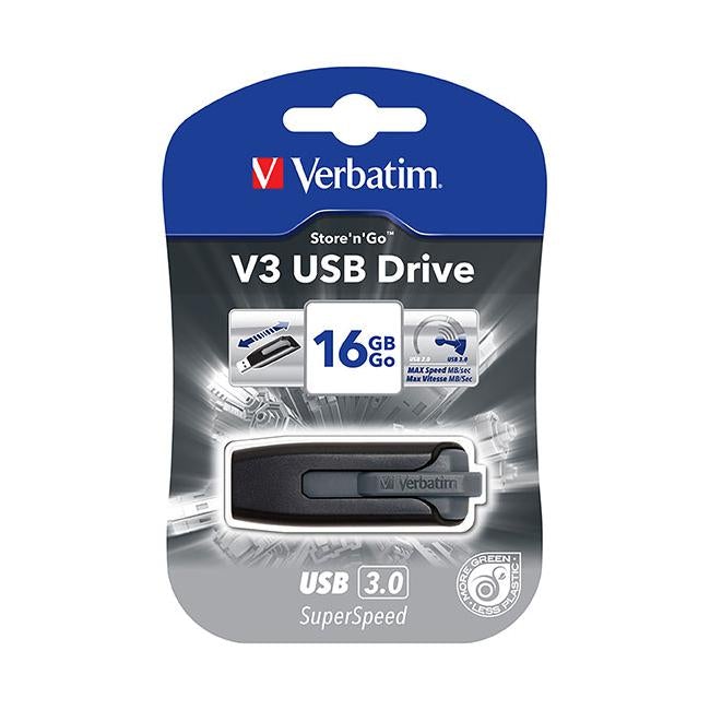 Verbatim storge and go v3 usb 3.0 drive 16gb grey-Officecentre