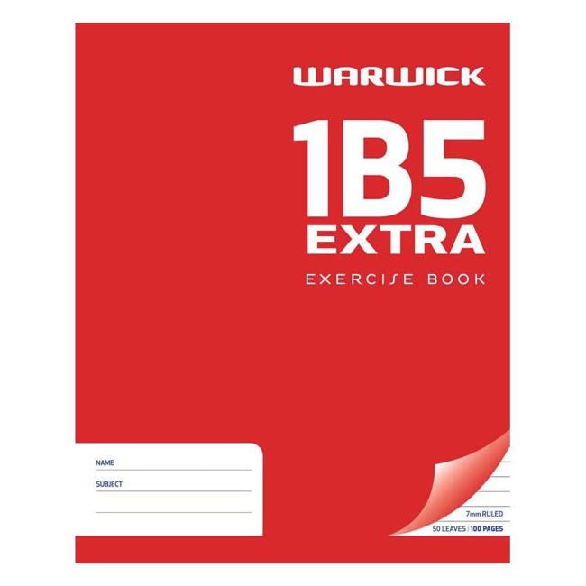 Warwick Exercise Book 1B5 50 Leaf 25% Extra Ruled 7mm 255x205mm-Officecentre